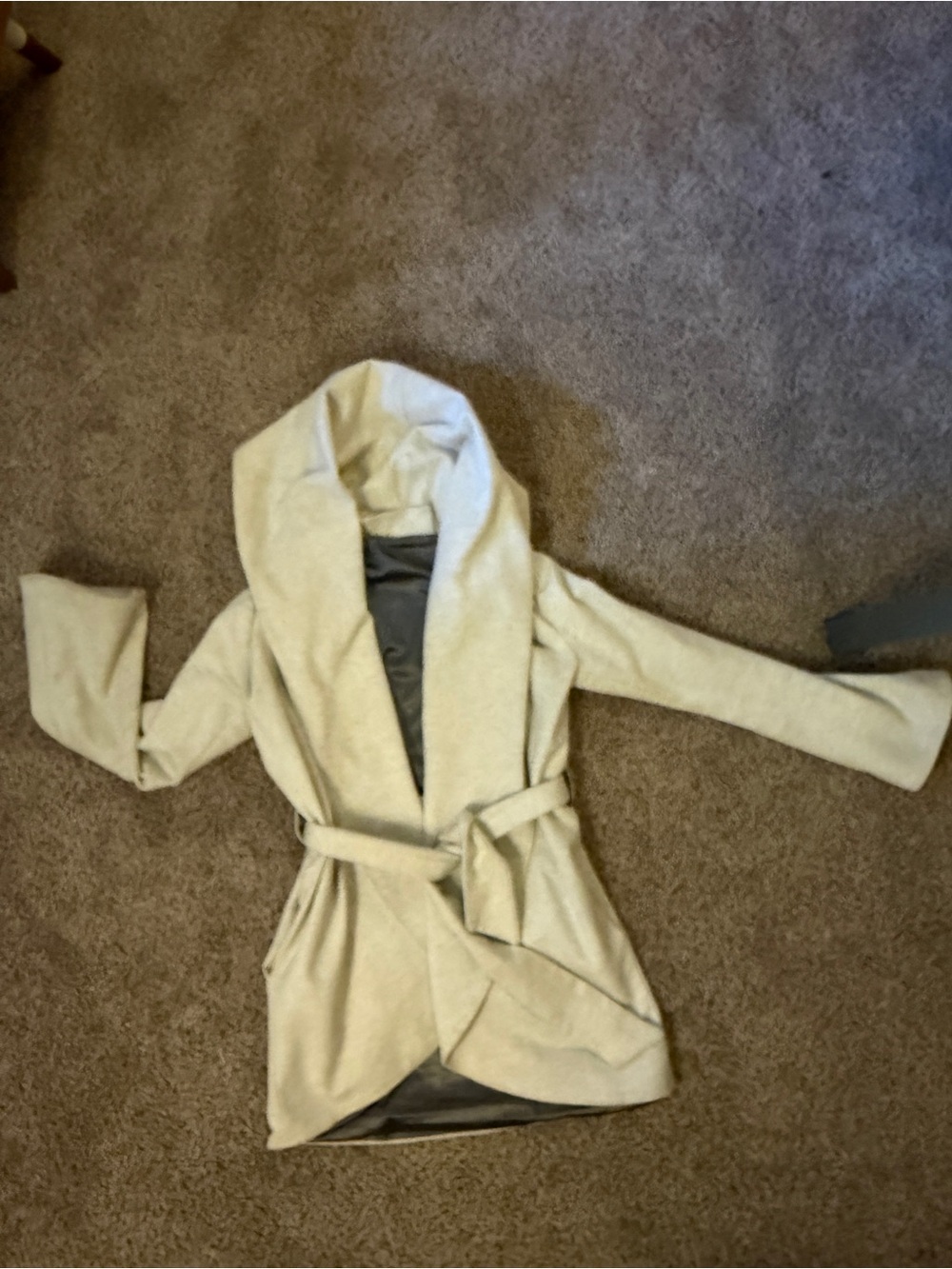 Draped Belted Cardigan - Light Gray